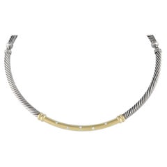 David Yurman Metro 14k Yellow Gold and Silver Diamond Necklace