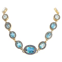 Gigi 18K Yellow Gold 1.0C Diamond, Sapphire, Topaz and Aquamarine Necklace