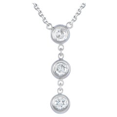 LB Exclusive Collier à 3 pierres en or blanc 14 carats avec diamants de 0,45 carat