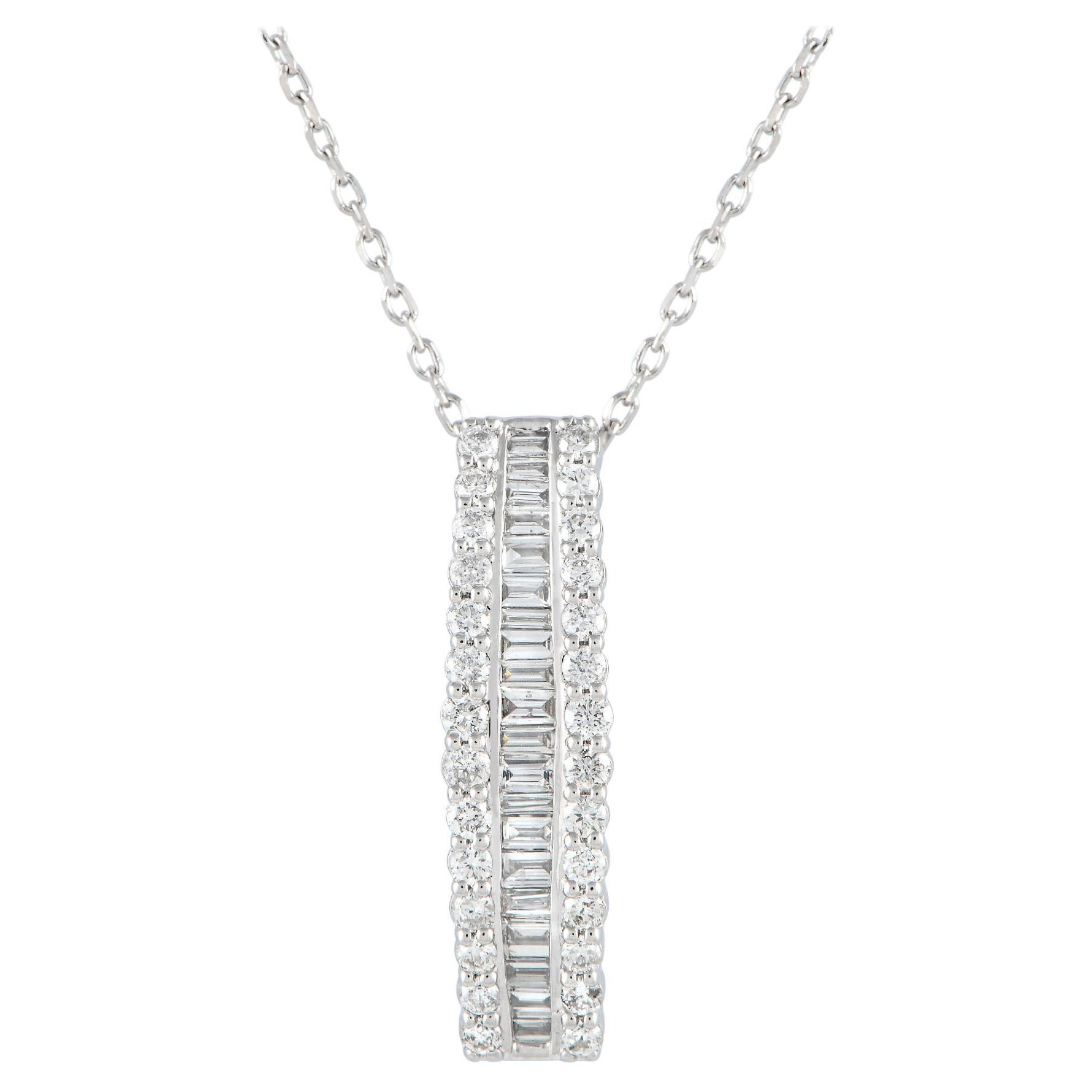 LB Exclusive 14k White Gold 0.58 Carat Diamond Necklace For Sale