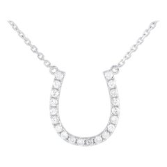 Lb Exclusive 18k White Gold 0.30 Carat Diamond Horseshoe Necklace