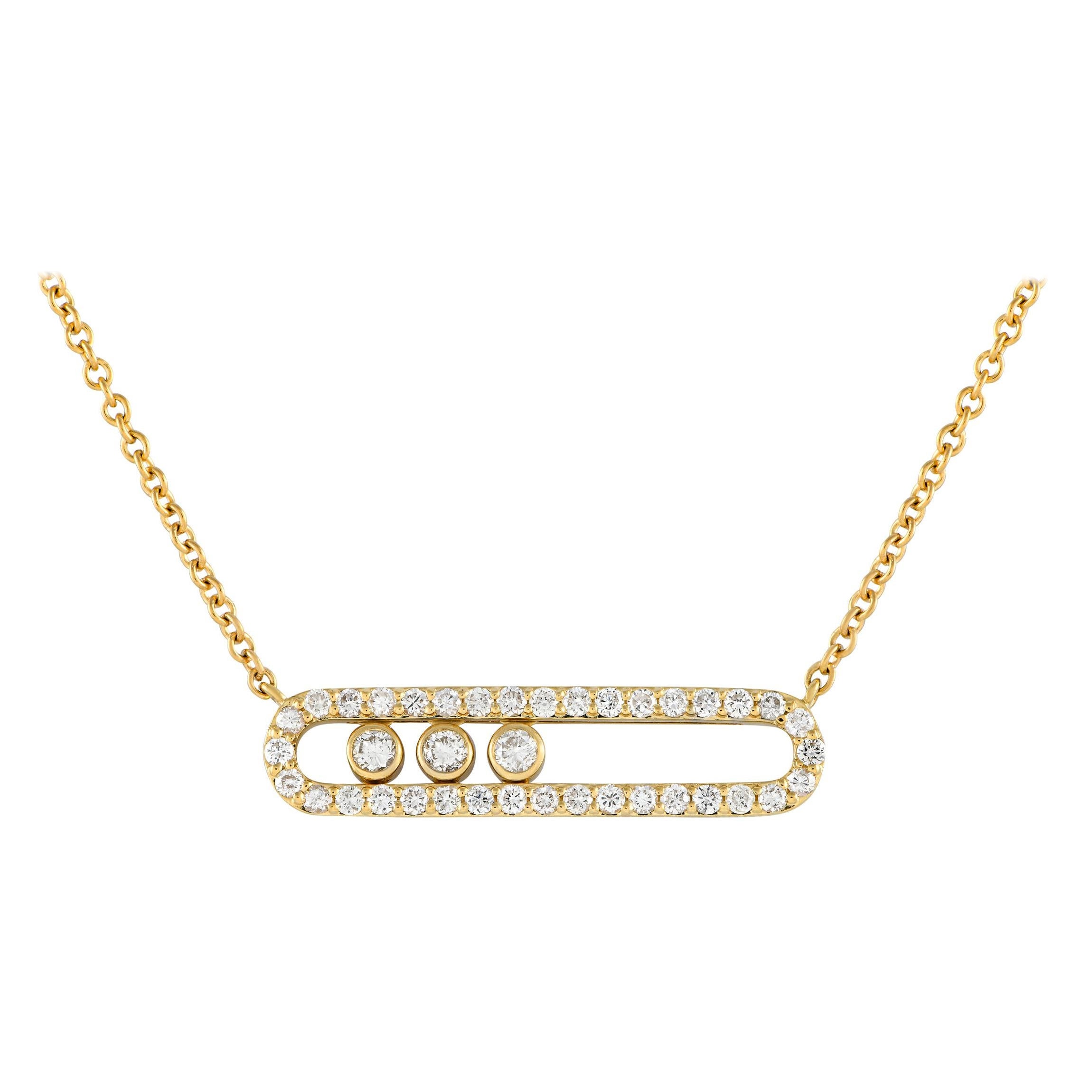 LB Exclusive 18Karat Yellow Gold 0.70Carat Sliding Diamond Necklace For Sale
