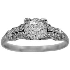 Art Deco .85 Carat Diamond Platinum Engagement Ring 2