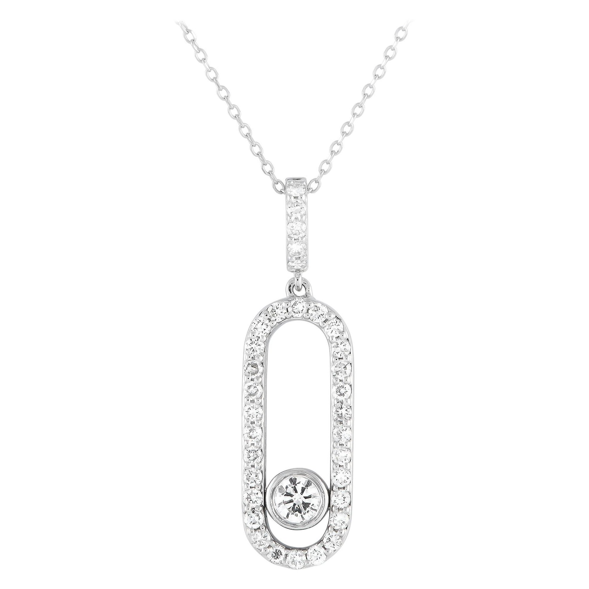 LB Exclusive 18k White Gold 0.70 Carat Diamond Pendant Necklace