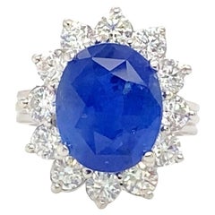 GIA Cerified 8.79 Carat Oval Ceylon Sapphire Ring Set with Diamonds