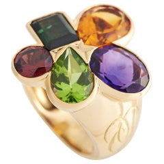 Dior 18k Yellow Gold Multicolor Gemstone Cocktail Ring