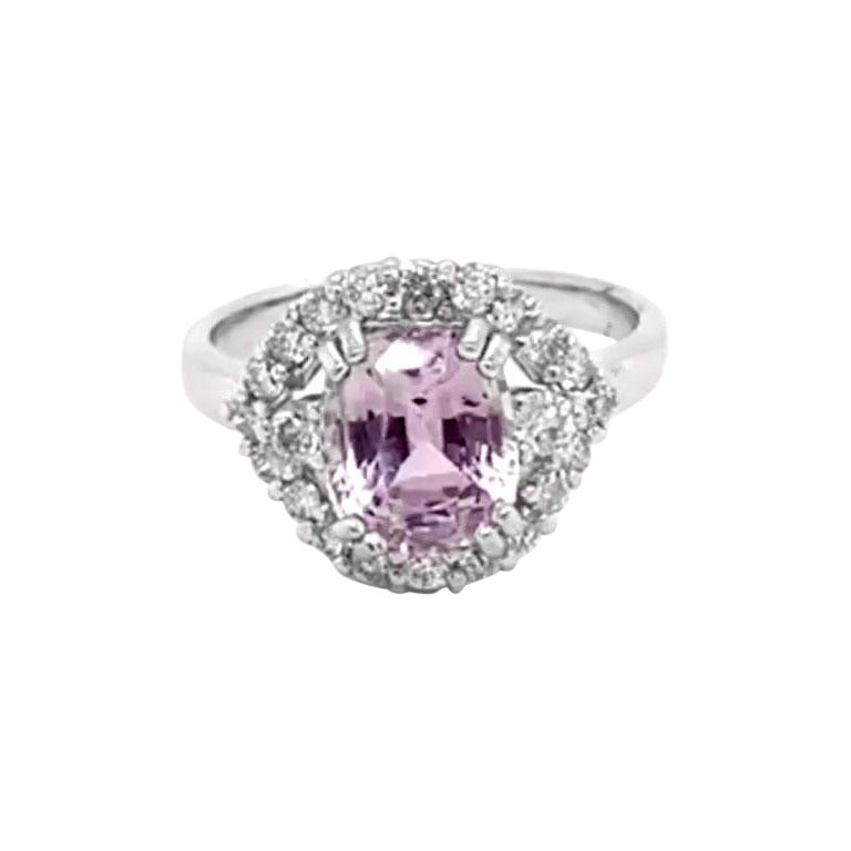 GIA 3.17 Carat No Heat Natural Ceylon Light Pink Sapphire 14k White Gold Ring For Sale