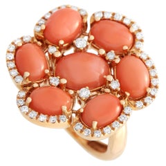 Zydo 18k Rose Gold 0.54 Carat Diamond and Coral Ring