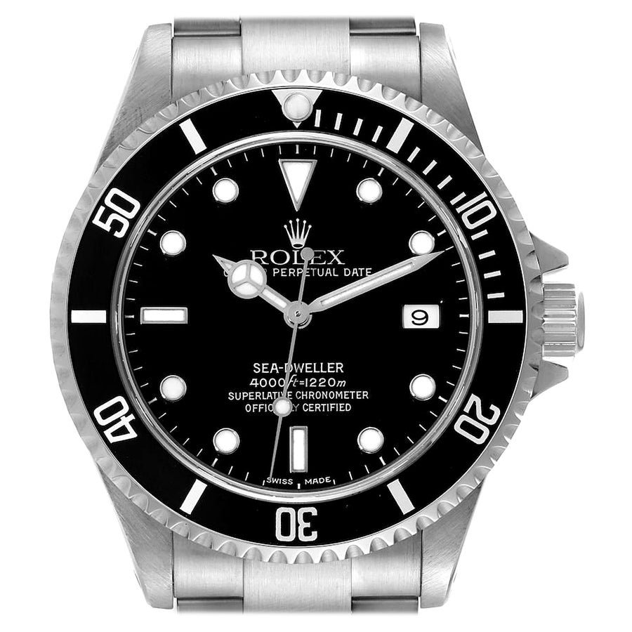 Rolex Seadweller 4000 Black Dial Steel Mens Watch 16600 Box Papers