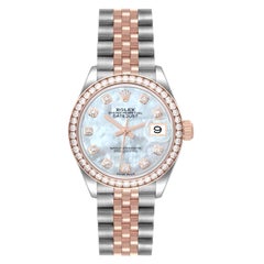 Rolex Datejust Acciaio Oro Everose MOP Quadrante Diamante Donna Orologio 279381 Scheda Scatola