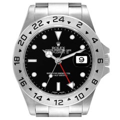 Rolex Explorer II GMT Black Dial Red Hand Steel Mens Watch 16570