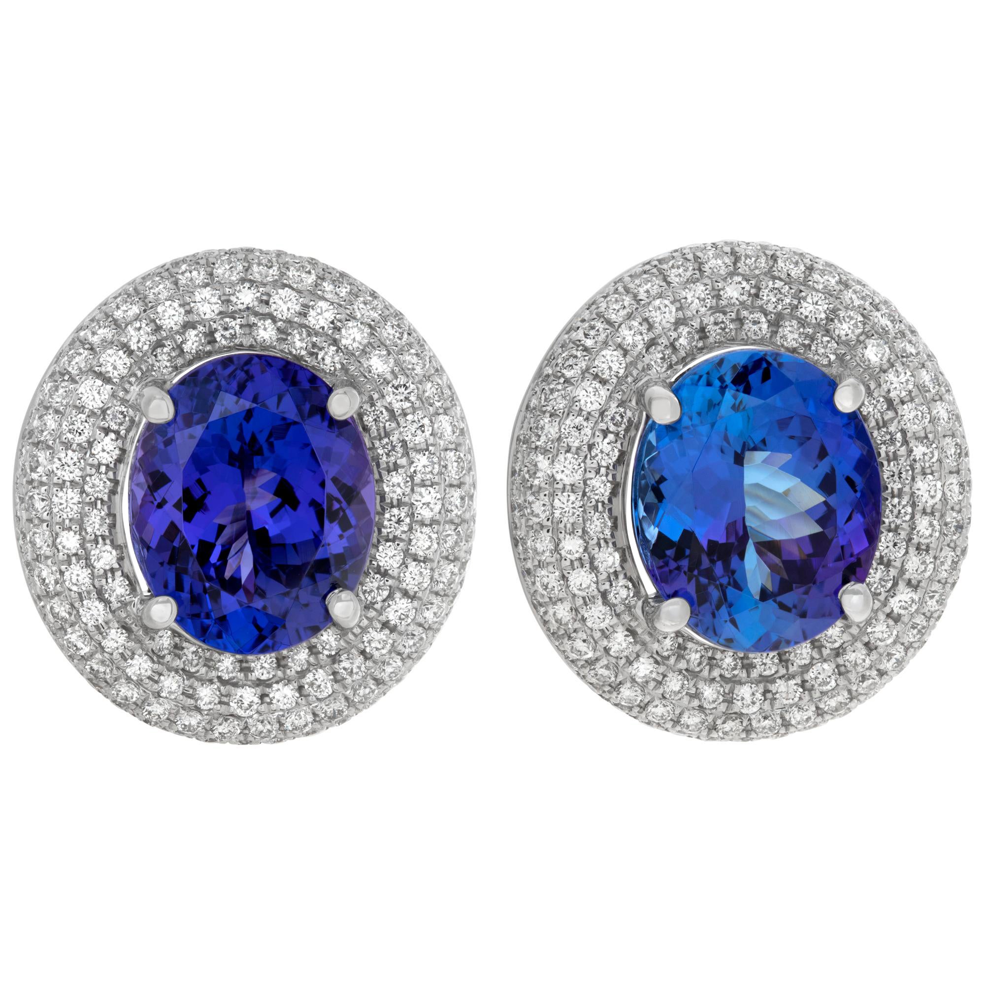 Tanzanite and Diamond Earrings For Sale