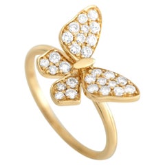 LB Exclusive 18k Yellow Gold 0.46 Carat Diamond Butterfly Ring