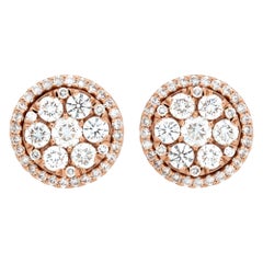 Vintage 14k Rose Gold Diamond Earring Studs with over 2 Carats Diamonds