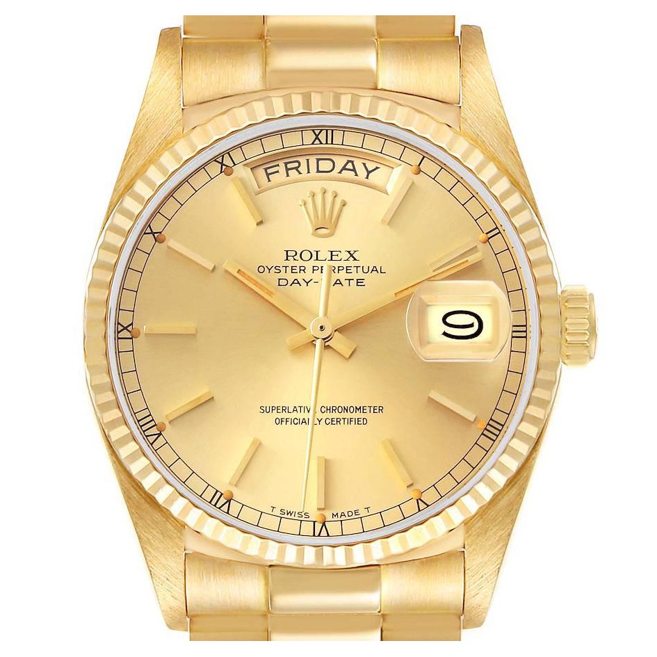 Rolex 18038 Day-Date President Single Quick 18 Karat Yellow Gold ...