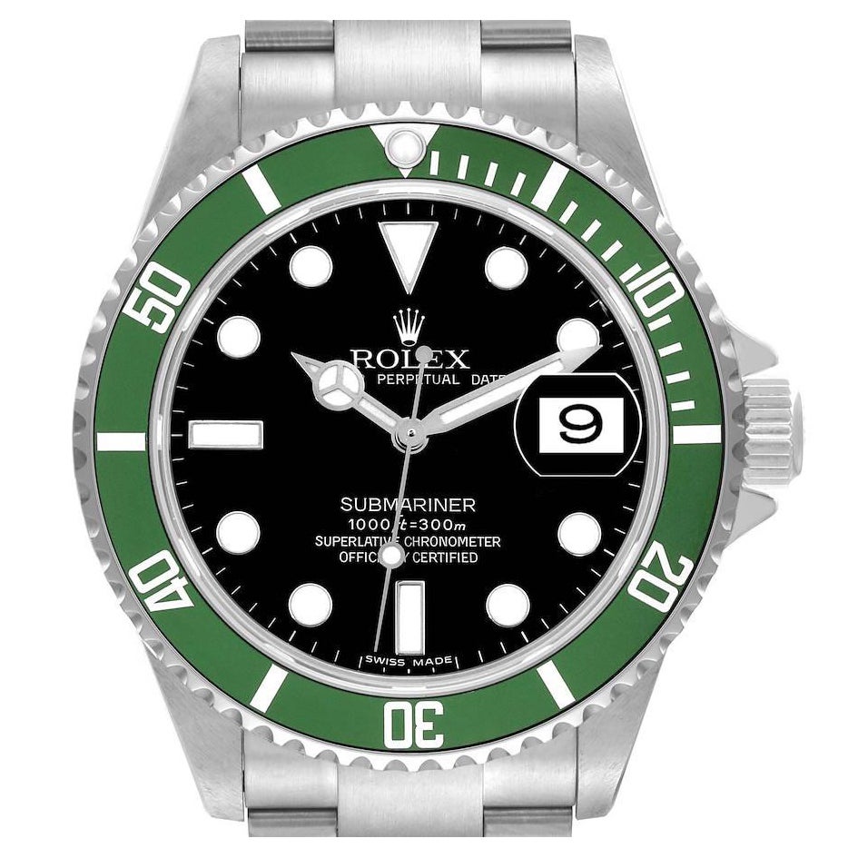 Rolex Submariner Kermit Green 50th Anniversary Steel Mens Watch 16610LV For Sale