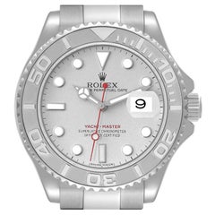 Used Rolex Yachtmaster Platinum Dial Platinum Bezel Steel Mens Watch 16622 Box Card