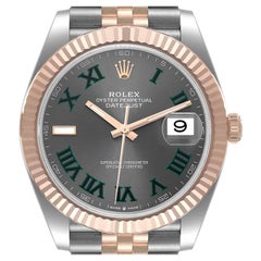 Rolex Datejust 41 Steel Everose Gold Wimbledon Dial Mens Watch 126331 Box Card