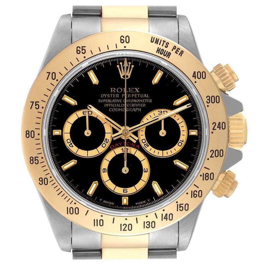 Rolex Daytona Steel Yellow Gold Black Dial Mens Watch 16523