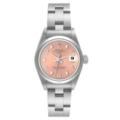 Rolex Date Salmon Dial Oyster Bracelet Steel Ladies Watch 69160