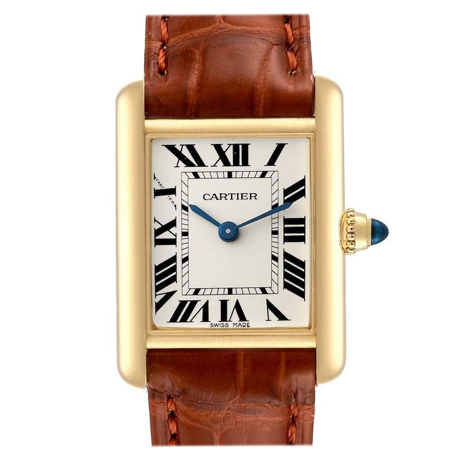 Cartier Tank Louis Small Yellow Gold Brown Strap Ladies Watch W1529856