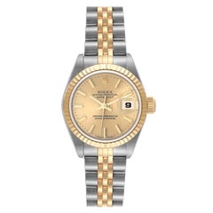 Rolex Datejust Steel Yellow Gold Champagne Dial Ladies Watch 79173 Box Papers