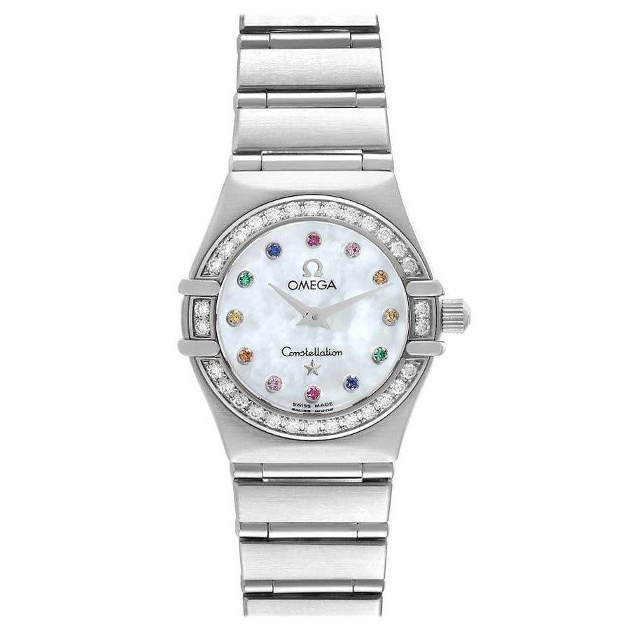 Omega Constellation Iris Steel Multi Stone Ladies Watch 1460.79.00 For Sale
