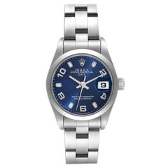 Rolex Date Blue Dial Oyster Bracelet Steel Ladies Watch 69160