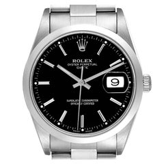 Rolex Date Black Dial Oyster Bracelet Steel Mens Watch 15200