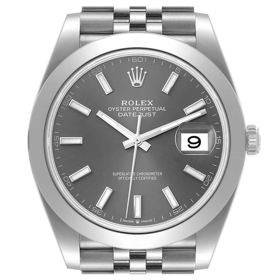 Rolex Datejust Slate Dial Smooth Bezel Steel Mens Watch 126300 Unworn For Sale