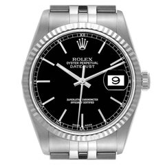 Rolex Datejust 36 Acciaio Oro Bianco Quadrante Nero Orologio Uomo 16234