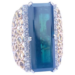  15Carat Tourmaline & Diamond Bubble Custom Ring 14Karat