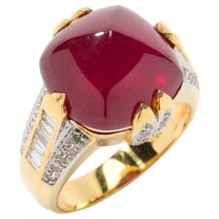 Vintage Attractive Ladies Ruby diamonds Gold Ring