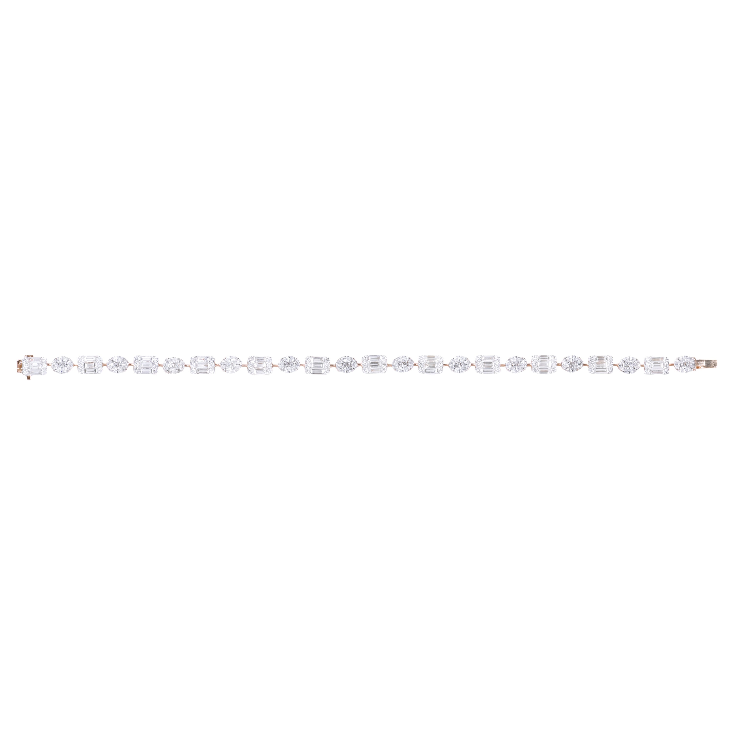 18 Karat Rose Gold 4.63 Carat Diamond "Illusion-Setting" Tennis Bracelet