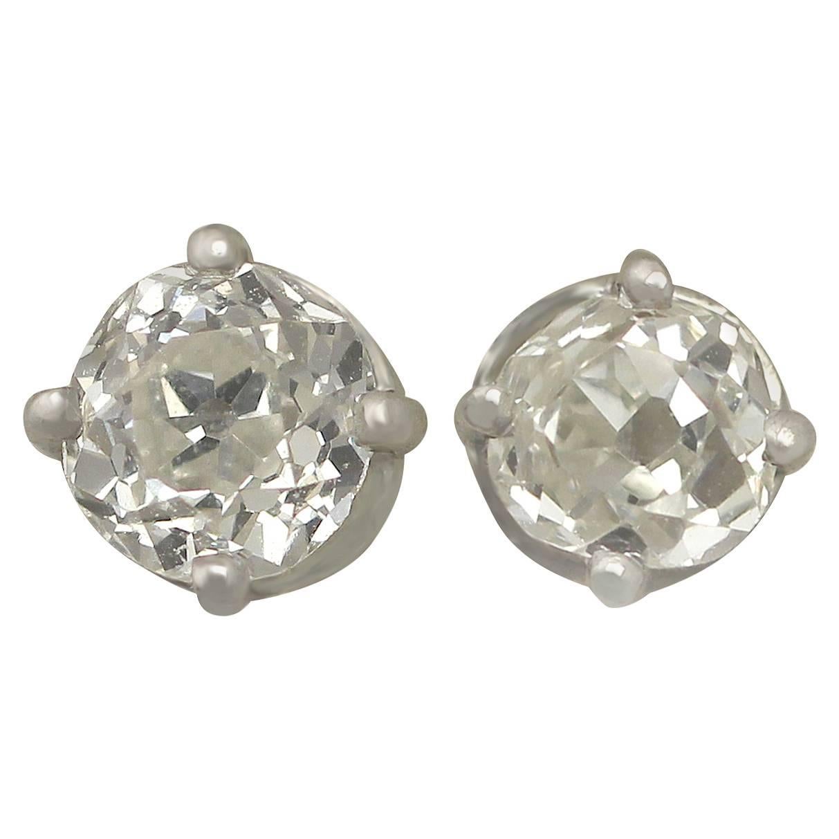 1890s and Contemporary 0.65 Carat Diamond and Platinum Stud Earrings
