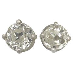 Antique 1890s and Contemporary 0.65 Carat Diamond and Platinum Stud Earrings