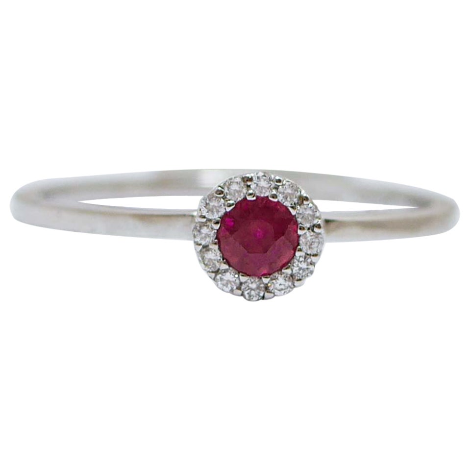 Ruby, Diamonds, 18 Karat White Gold Ring For Sale