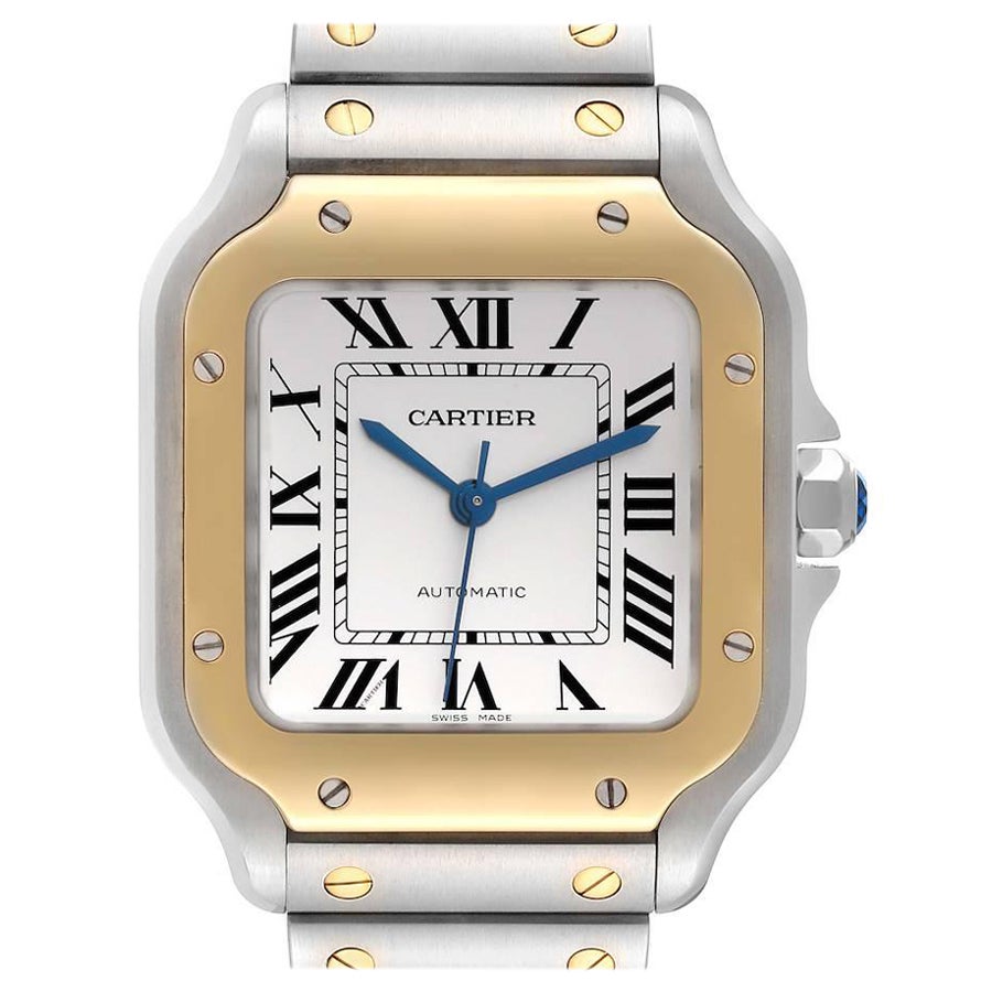 Cartier Santos Quadrante argentato Acciaio medio Diamante Orologio da