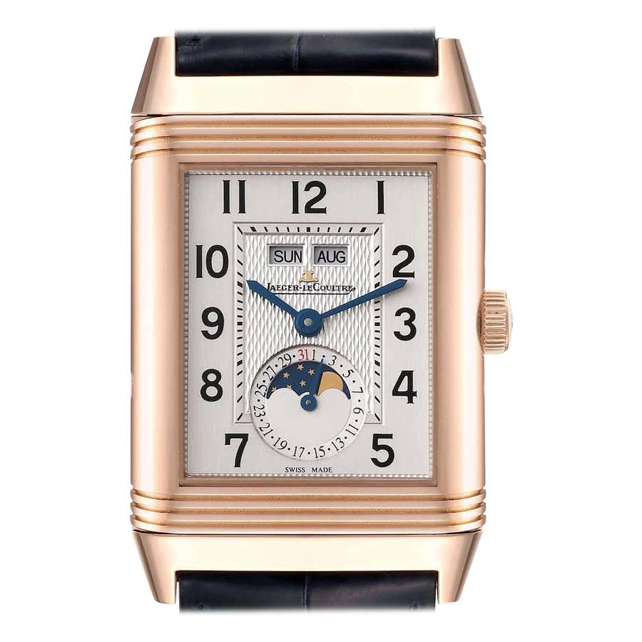 Jaeger LeCoultre Grande Reverso Calendar Moonphase Rose Gold Mens Watch ...