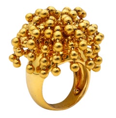 Retro Cartier Nouvelle Bague Pom Pom Kinetic Cocktail Ring in 18 Karat Yellow Gold
