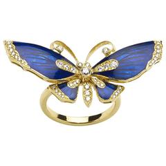 Blue Enamel Butterfly Ring 9