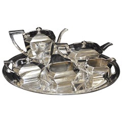 Vintage Fairfax, Gorham, 6 Pieces Sterling Silver Tea and Coffee Set with Silver Tray