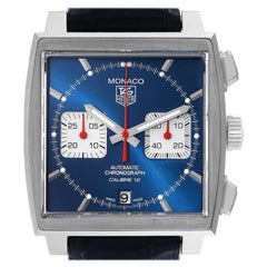 Used TAG Heuer Monaco Calibre 12 Blue Dial Steel Mens Watch CAW2111