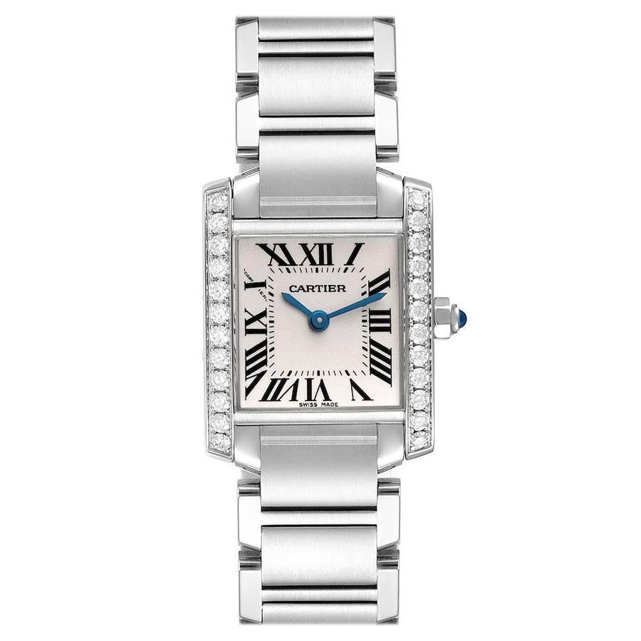 Cartier Tank Francaise Small Steel Diamond Ladies Watch W4TA0008 Card
