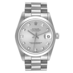Rolex Datejust President Midsize Platinum Silver Diamond Dial Ladies Watch 68246