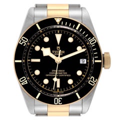 Used Tudor Black Bay Steel Yellow Gold Black Dial Mens Watch 79733 Box Card