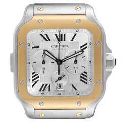 Cartier Santos XL Chronograph Steel Yellow Gold Mens Watch W2SA0008 Unworn