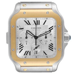 Cartier Santos XL Cronografo Acciaio Oro Giallo Uomo Orologio W2SA0008 Non indossato