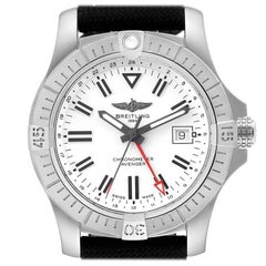 Breitling Avenger GMT White Dial Steel Mens Watch A32397 Box Card