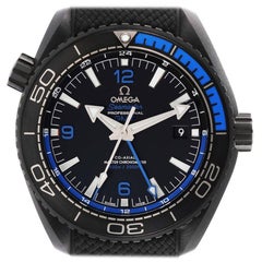 Used Omega Planet Ocean Deep Black Ceramic GMT Watch 215.92.46.22.01.002 Box Card